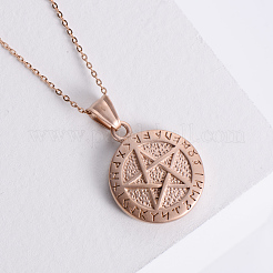 Colliers avec pendentif pentagramme viking vintage en acier inoxydable punk pour unisexe&nbsp;JV0846