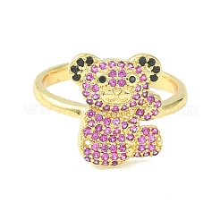 Bague de manchette ouverte en zircone cubique ours&nbsp;RJEW-F145-01G