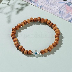 Bracelets extensibles en perles de bois naturel&nbsp;BJEW-JB05848-02