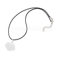 Collar con colgante de corazón de cuentas de vidrio galvanizado y cordón de algodón encerado negro para mujer&nbsp;NJEW-MZ00120-01