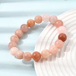 Bracelets extensibles en perles rondes de calcédoine naturelle teintée et chauffée de 10.5 mm pour femmes&nbsp;GG-CBA3F02-14B
