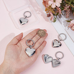 4 porte-clés pendentif médaillon en forme de cœur en acier inoxydable 316&nbsp;KEYC-PH01618