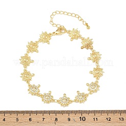 Messing-Gliederkettenarmbänder mit Mikropflaster und klarem Zirkonia für Damen&nbsp;BJEW-A090-11B-G