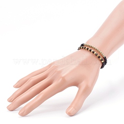 Ensemble de bracelets extensibles empilables à perles de verre opaque rondelle&nbsp;BJEW-JB05979