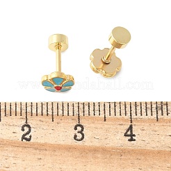 Boucles d'oreilles à tige en acier inoxydable 304 et émail&nbsp;EJEW-Q028-04B-G