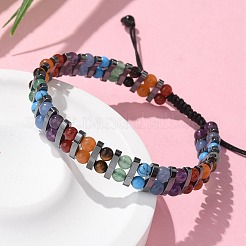 Bracelets de perles tressées réglables en pierres précieuses naturelles et synthétiques et en hématite synthétique&nbsp;BJEW-H626-01-04
