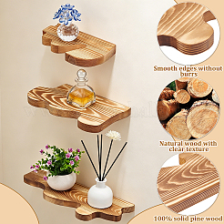 2 bolsa de estante de almacenamiento de pared de madera de nube&nbsp;DIY-WA0001-36