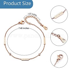Bracelet de cheville à maillons rectangulaires Word Love Forever avec zircons cubiques transparents&nbsp;JA194A