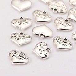 Tema de la boda tono plata antigua del corazón del estilo tibetano con el padre de los charms rhinestone novio&nbsp;TIBEP-N005-13D