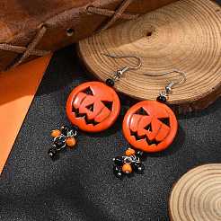 Halloween Kürbis Legierung Harz Anhänger baumeln Ohrringe&nbsp;EJEW-JE06103