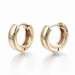 Latón pendientes de aro Huggie&nbsp;KK-T062-46G-NF