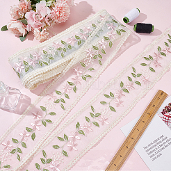 15 Yards Polyester-Stickerei-Blumenspitzenband&nbsp;OCOR-WH0078-223
