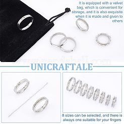 24 Stück 8 Größen 201 Edelstahl geriffelte Fingerringe Set für Männer und Frauen&nbsp;RJEW-UN0002-40