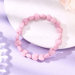 Bracelets extensibles en acrylique en forme de cœur&nbsp;BJEW-JB12640