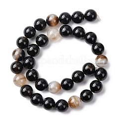 Natürliche schwarze Achat Perlen Stränge&nbsp;G-H343-D02-12mm