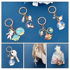 2 ensemble de porte-clés pendentifs en alliage émaillé sur le thème de l'espace&nbsp;KEYC-GA0001-25