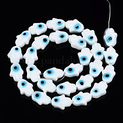 Fatti a mano in vetro murano male occhio fili di perline&nbsp;LAMP-WH0006-06G