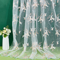 Tessuto in pizzo di poliestere con motivo floreale&nbsp;DIY-WH0061-021C