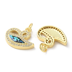 Pendenti in zirconi cubici trasparenti in micro pavè di ottone&nbsp;KK-C045-42G