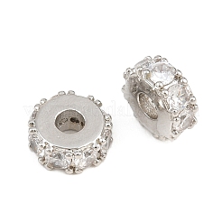 Perline di zirconi cubici trasparenti con pavé di ottone&nbsp;CU-CBA6A75-19A-P