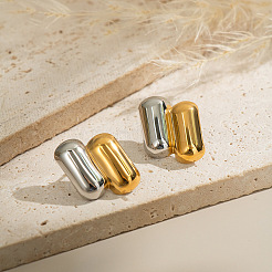 Boucles d'oreilles à tige ovales bicolores en acier inoxydable&nbsp;FJ2954