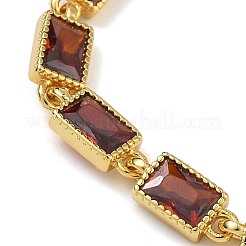 Braccialetti da donna con catena a maglie rettangolari in ottone con pavé di zirconi cubici&nbsp;BJEW-P385-05G-02