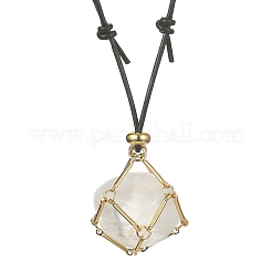 Pochette en macramé en laiton porte-pierre vide pour la fabrication de colliers pendentifs&nbsp;NJEW-JN04547-01