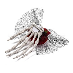 Skelett mit Rosenblüten-Haarspangen aus Kunststoff&nbsp;PHAR-M015-02