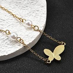 Pulseras de eslabones de mariposa de acero inoxidable 304&nbsp;BJEW-C098-01D-G