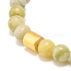 Natürliches Qinghua-Jade-Stretcharmband mit runden Perlen und Säule aus synthetischem Hämatit&nbsp;BJEW-JB07574-01