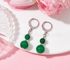 Runde Ohrhänger aus natürlicher malaysischer Jade&nbsp;EJEW-JE05536-01