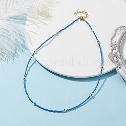 Collana con perline di vetro e malocchio lavorato a lume con fermagli in acciaio inossidabile 304 placcato oro 18k&nbsp;NJEW-JN04597-01