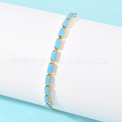 Bracelets coulissants rectangulaires en laiton sertis de micro-pavés de zircone cubique&nbsp;KK-A305-02G