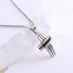 Colliers pendentifs croix en acier inoxydable 304 pour couples&nbsp;IT2417