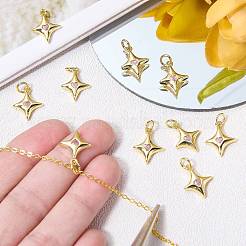 10 pieza de dijes de estrella de circonita cúbica micropavé de latón chapado en rack&nbsp;KK-SZ0007-20