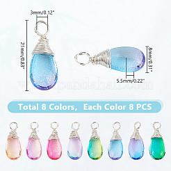 64pcs 8 Farben Glasanhänger&nbsp;PALLOY-HY00060