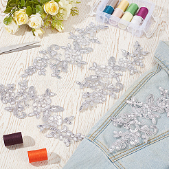 4 paio di applicazioni in pizzo ricamato con paillettes in poliestere&nbsp;DIY-GF0013-81C