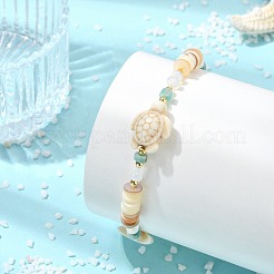 Braccialetti elasticizzati da donna con perline naturali di conchiglia d'acqua dolce&nbsp;BJEW-JB13810-01