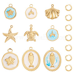 9 pendentif en acier inoxydable émaillé 304&nbsp;STAS-TA0006-22
