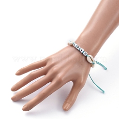 Bracelets de perle tressés en corde de polyester ciré coréen ajustable&nbsp;BJEW-JB05261-06