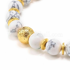 Galvanisiertes natürliches Lavagestein und synthetische Howlith-Perlen-Stretch-Armbänder für Mädchen und Frauen&nbsp;BJEW-JB06924