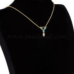 Colliers avec pendentifs initiaux en laiton doré&nbsp;NJEW-S069-JN002-Y