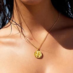 Collares con colgante de moneda de estrella de mar de acero inoxidable con diseño de océano de verano para mujer.&nbsp;HZ2181-1