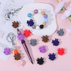 24 Stück 6 Farben Halloween Spinne Lebensmittelqualität umweltfreundliche Silikon-Fokalperlen&nbsp;SIL-SZ0001-25