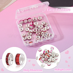 40 pièce 8 styles de perles d'espacement en alliage de verre et de strass en fer&nbsp;FIND-TA0008-70A
