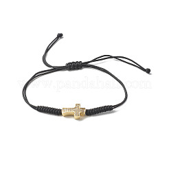Bracciali intrecciati con perline intrecciate in ottone con micro pavé di zirconi per coppia migliore amica&nbsp;BJEW-JB06794
