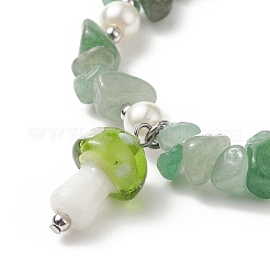 4 pièces 4 styles de puces de pierres précieuses mixtes naturelles et synthétiques et ensemble de bracelets extensibles en perles de verre&nbsp;BJEW-TA00207