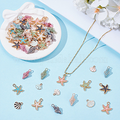 60pcs 15 styles de pendentifs en émail en alliage&nbsp;ENAM-ME0001-20