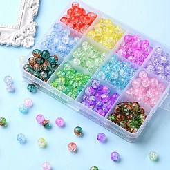 396 pz 12 colori perline acriliche craquelé trasparenti&nbsp;CACR-YW0001-06