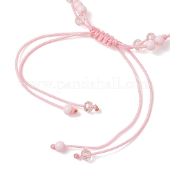 Perline di vetro rosa e braccialetti di perline di vetro intrecciate&nbsp;BJEW-MZ00313-01